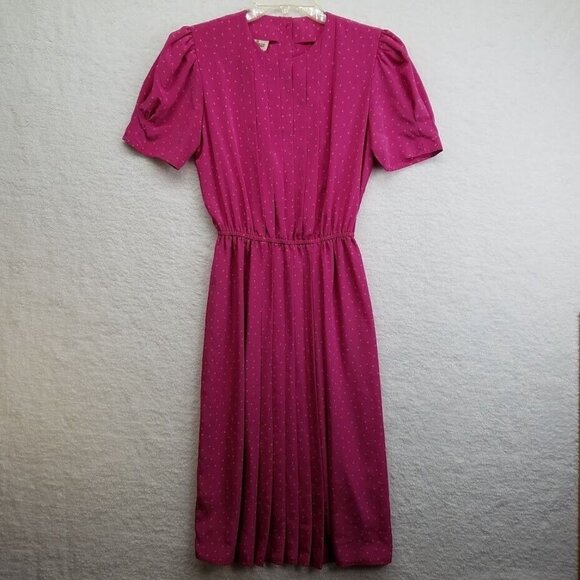 Petites For Maggy Secretary Dress Size 6 Puff Sleeve Pleated Top Vintage 80s - Picture 1 of 10
